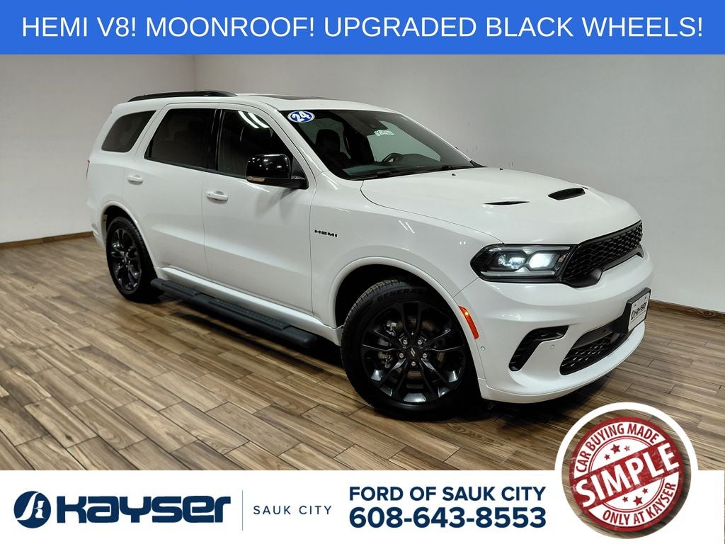 2024 Dodge Durango R/T Plus in White Knuckle Clearcoat — front three-quarter view