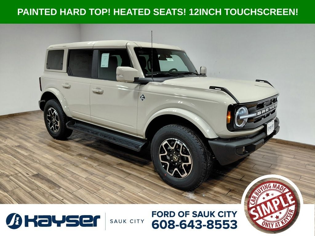 2025 Ford Bronco Outer Banks in Desert Sand — front three-quarter view