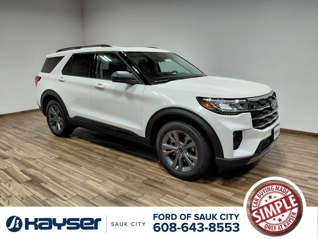 2026 Ford Explorer Active in Star White Metallic Tri-Coat — front three-quarter view