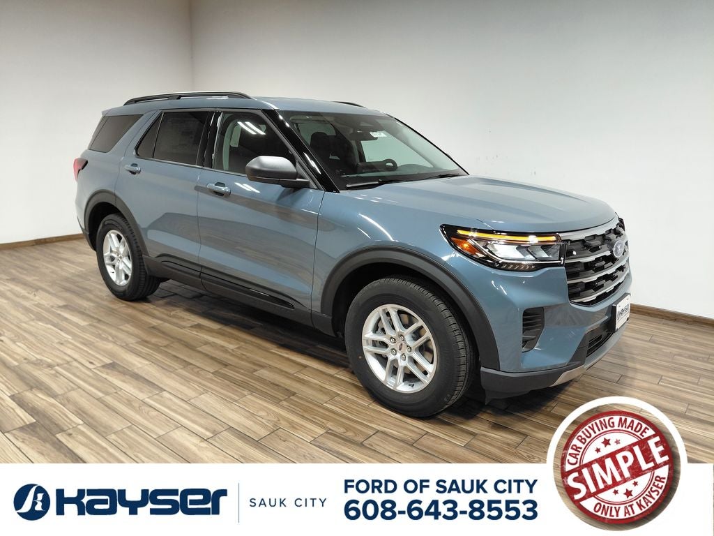 2026 Ford Explorer Active in Vapor Blue Metallic — front three-quarter view