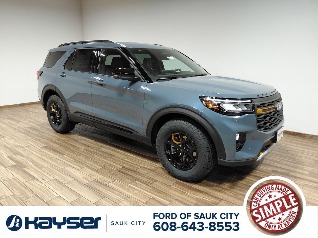 2026 Ford Explorer Tremor in Vapor Blue Metallic — front three-quarter view