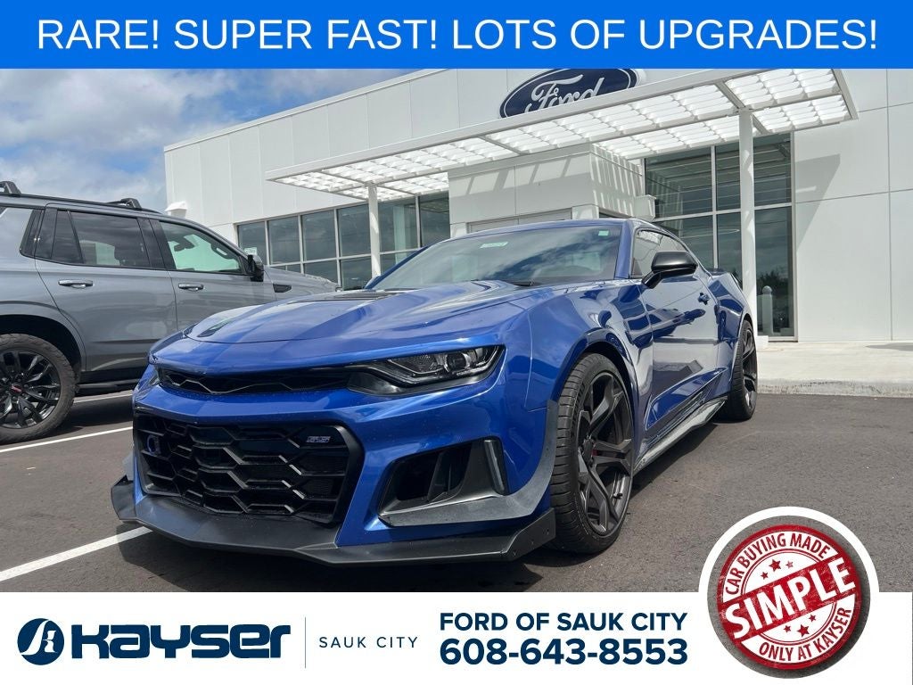 2021 Chevrolet Camaro SS 1SS in Riverside Blue Metallic — front three-quarter view