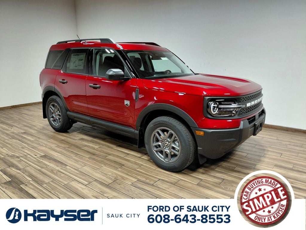 2026 Ford Bronco Sport Big Bend in Ruby Red Metallic Tinted Clearcoat — front three-quarter view
